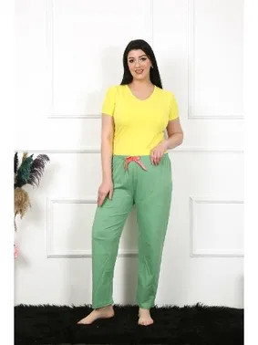 Akbeniz Büyük Beden Yeşil Kadın Tek Alt Pijama Akbeniz 27473