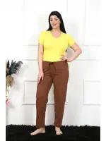 Büyük Beden Pamuk Tek Alt Pijama Akbeniz 27476 Kahve