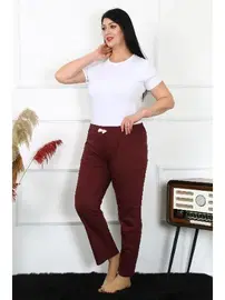 Akbeniz Bordo Kadın Pamuklu Büyük Beden Tek Alt Pijama Akbeniz 27498