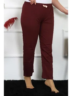 Akbeniz Bordo Kadın Pamuklu Büyük Beden Tek Alt Pijama Akbeniz 27498 - Alternatif Görünüm