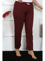 Bordo Kadın Pamuklu Büyük Beden Tek Alt Pijama Akbeniz 27498 Bordo detay görünüm