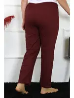 Bordo Kadın Pamuklu Büyük Beden Tek Alt Pijama Akbeniz 27498 Bordo farklı açı