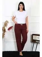 Bordo Kadın Pamuklu Büyük Beden Tek Alt Pijama Akbeniz 27498 Bordo görsel 4