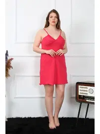 Akbeniz Büyük Beden Pamuklu İp Askılı Kadın Gecelik Akbeniz 1021