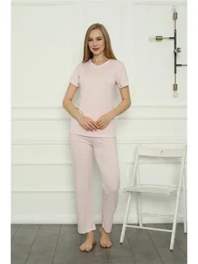 Akbeniz Kısa Kollu Pembe Penye Kadın Pijama Takım Akbeniz 4157 - Alternatif Görünüm