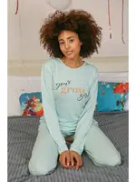 Önü Yazılı Kadın Penye Uzun Kollu Pijama Takım Akbeniz 4188 Su Yeşili görsel 4