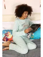 Önü Yazılı Kadın Penye Uzun Kollu Pijama Takım Akbeniz 4188 Su Yeşili görsel 6