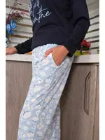 Cepli Uzun Kollu Penye Kadın Pijama Takım Akbeniz 4189 Lacivert görsel 8