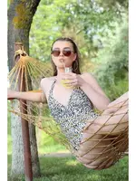 Akbeniz Kadın Sırt Dekolteli Üçgen Mayo 34018 Ekru