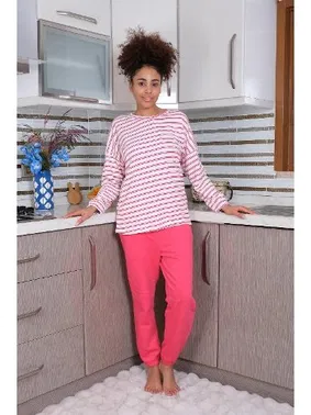 Akbeniz Enine Çizgili Uzun Kollu 3 İplik Kadın Pijama Takım Akbeniz 4179 - Alternatif Görünüm