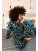 Uzun Kollu Kendinden Desenli 3 İplik Penye Pijama Takım Akbeniz 4181 Yeşil görsel 4