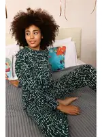 Uzun Kollu Kendinden Desenli 3 İplik Penye Pijama Takım Akbeniz 4181 Yeşil görsel 6