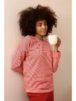 İnce Çizgili Uzun Kollu Penye 3 İplik Kadın Pijama Takım Akbeniz 4184 Kırmızı farklı açı