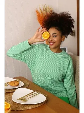 Akbeniz Penye Uzun Kollu 3 İplik Kadın Pijama Takım Akbeniz 4191 - Alternatif Görünüm