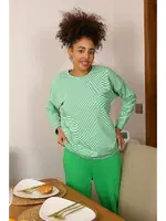 Penye Uzun Kollu 3 İplik Kadın Pijama Takım Akbeniz 4191 Yeşil görsel 6