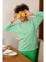 Penye Uzun Kollu 3 İplik Kadın Pijama Takım Akbeniz 4191 Yeşil görsel 7