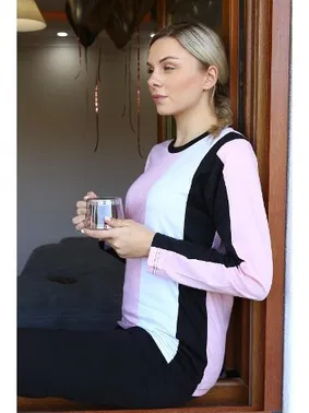 Akbeniz Penye Kadın Uzun Kollu Çizgili Pijama Takım Akbeniz 4173