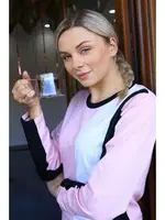 Penye Kadın Uzun Kollu Çizgili Pijama Takım Akbeniz 4173 Somon görsel 5