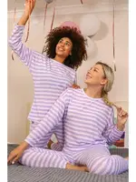 Çizgili Uzun Kollu Penye Pijama Takım Akbeniz 4175 Lila farklı açı