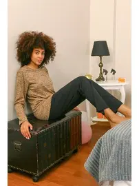 Akbeniz Uzun Kollu Yuvarlak Yaka Penye Pijama Takım Akbeniz 4178