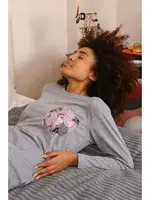 Bisiklet Yaka Uzun Kollu Çiçekli Kadın Penye Pijama Takım Akbeniz 4195 Gri görsel 4