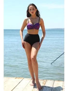 Akbeniz Önden Düğümlü Yüksel Bel Straplez Mor Bikini Akbeniz 35006 - Alternatif Görünüm
