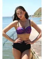 Önden Düğümlü Yüksel Bel Straplez Mor Bikini Akbeniz 35006 Mor farklı açı