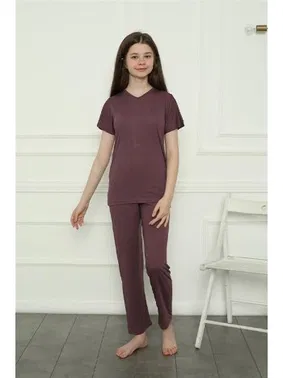 Akbeniz Kız Çocuk Penye Pijama Takım Akbeniz 20399 - Alternatif Görünüm