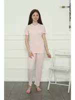 Kısa Kollu Kız Çocuk Penye Pijama Takım Akbeniz 20400 Pembe