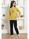 Yazılı Uzun Kollu Kız Çocuk Penye Pijama Takım Akbeniz 20420