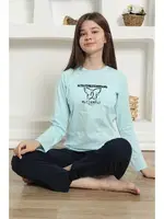Kız Çocuk Kelebekli Penye Pijama Takım Akbeniz 20421 Su Yeşili görsel 8
