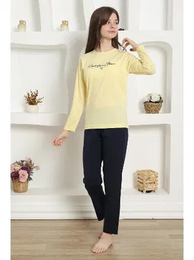 Akbeniz Kız Çocuk Yazılı Penye Uzun Kollu Pijama Takım Akbeniz 20422