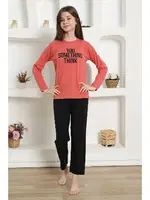 Kız Çocuk Uzun Kollu Penye Pijama Takım Akbeniz 20423 Mercan görsel 5