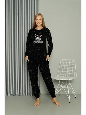 Akbeniz Merry Christmas Welsoft Polar Kadın Pijama Takımı Akbeniz 8514 - Alternatif Görünüm