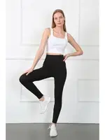 Micro Yüksek Bel Uzun Kadın Tayt Akbeniz 5917 Siyah görsel 5