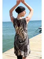 Leopar Sıfır Kollu Yarım Tesettür Mayo Akbeniz 33010 Siyah görsel 5