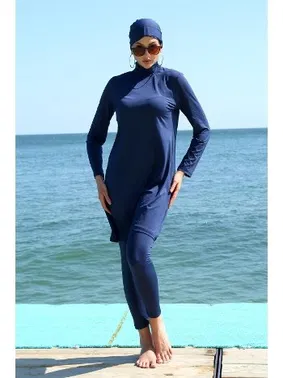 Akbeniz Uzun Kollu Likralı Lacivert Tesettür Mayo Akbeniz 31055 - Alternatif Görünüm