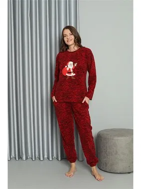 Akbeniz Noel Baba Polar Sevgili Kombini Kadın Pijama Takımı Akbeniz 50125