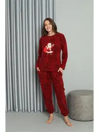 Akbeniz Noel Baba Polar Sevgili Kombini Kadın Pijama Takımı Akbeniz 50125