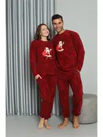 Noel Baba Polar Sevgili Kombini Kadın Pijama Takımı Akbeniz 50125 Kırmızı farklı açı