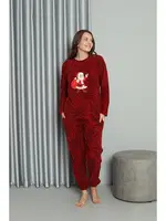 Noel Baba Polar Sevgili Kombini Kadın Pijama Takımı Akbeniz 50125 Kırmızı görsel 8