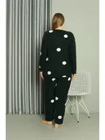 Puantiyeli Büyük Beden Welsoft Polar Kadın Pijama Takımı Akbeniz 808045 Petrol görsel 5