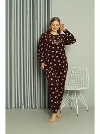 Akbeniz Welsoft Kalpli Polar Büyük Beden Kadın Pijama Takımı Akbeniz 808041