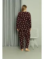 Welsoft Kalpli Polar Büyük Beden Kadın Pijama Takımı Akbeniz 808041 Bordo görsel 5