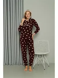 Akbeniz Welsoft Polar Kalpli Kapşonlu Uzun Kollu Pijama Takımı Akbeniz 8513