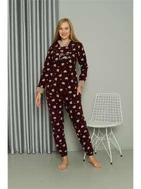 Akbeniz Welsoft Polar Kalpli Kapşonlu Uzun Kollu Pijama Takımı Akbeniz 8513 - Alternatif Görünüm