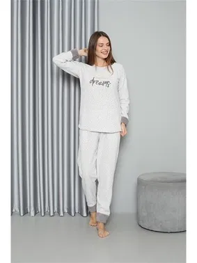 Akbeniz Peluşlu Welsoft Uzun Kollu Polar Kadın Pijama Takımı Akbeniz 8515 - Alternatif Görünüm