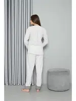 Peluşlu Welsoft Uzun Kollu Polar Kadın Pijama Takımı Akbeniz 8515 Ekru görsel 5