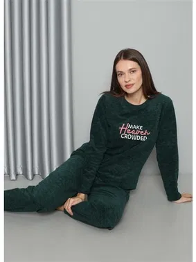 Akbeniz Yuvarlak Yaka Welsoft Polar Uzun Kollu Pijama Takımı Akbeniz 8516