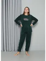 Yuvarlak Yaka Welsoft Polar Uzun Kollu Pijama Takımı Akbeniz 8516 Petrol farklı açı